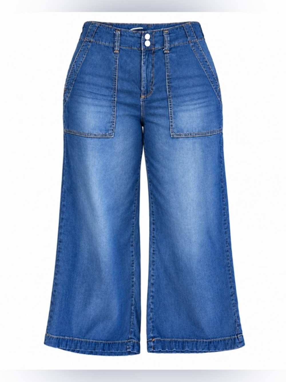 Seven7 Wide Leg Crop Jeans Size 6 Blue Denim High Rise Culotte Pants